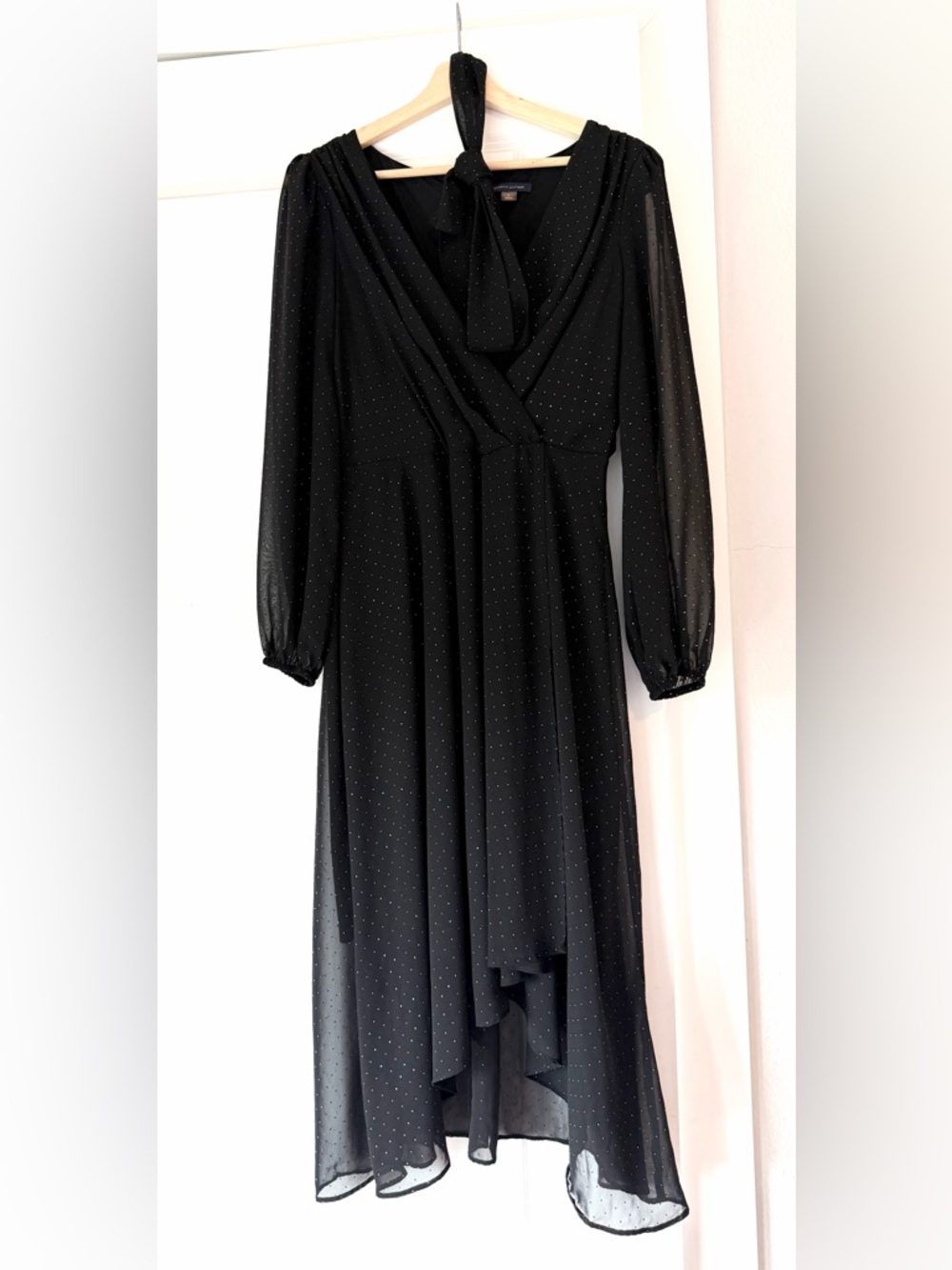 Tommy Hilfiger Black Long-Sleeve Sheer Dot Dress